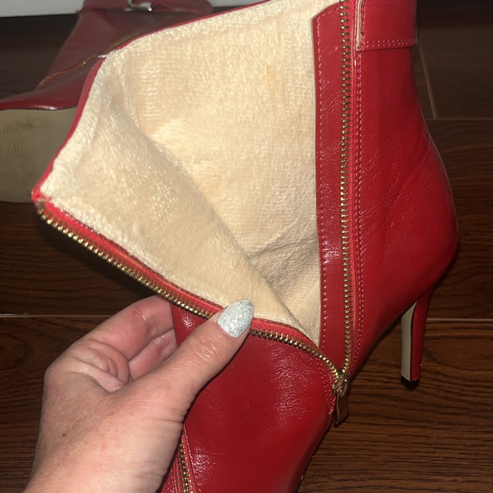 Red leather Booties - Picture 3 of 5